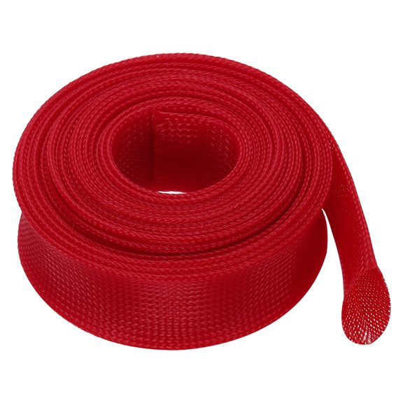 PET Cable Wire Wrap 79mm Expandable Sleeving Red 7.6 M Length
