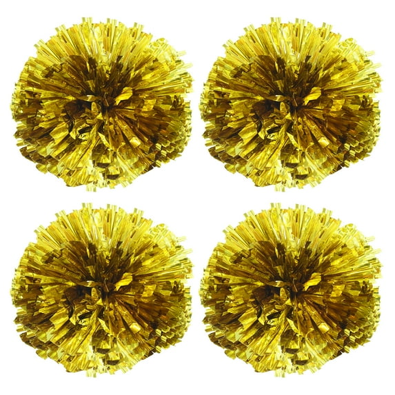Uxcell PET Cheerleading Pom Poms with Finger Holes for Team Spirit Fun Dance Stage Events Golden