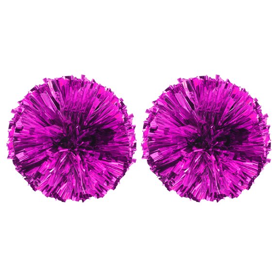 PET Cheerleading Pom Poms with Finger Holes for Sport Team Spirit Fun Dance Stage Events, Rose Red 2 Pack