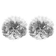thumbnail image 1 of PET Cheerleading Pom Poms with Finger Holes for Sport Team Spirit Fun Dance Stage Events, Silver 2 Pack, 1 of 5