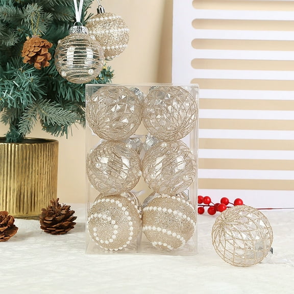 PET Christmas Ball Ornaments Set of 12 - Shatterproof Plastic Hanging Decorations in Rose Gold, White, Red, Silver, Beige, Blue for Tree Decor