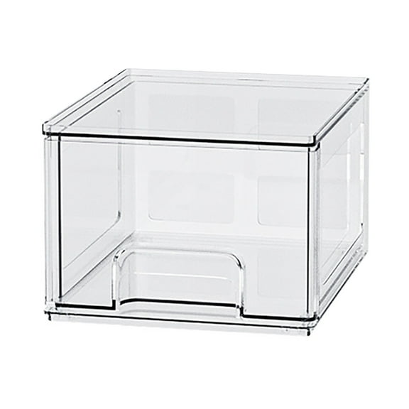 PET Clear Stackable Storage Drawers 6 x 7.5 x 4.3 Inch Small, Bathroom Vanity Organizer Plastic Storage Bins for Kitchen Cabinets Undersink Pantry, Home Storage