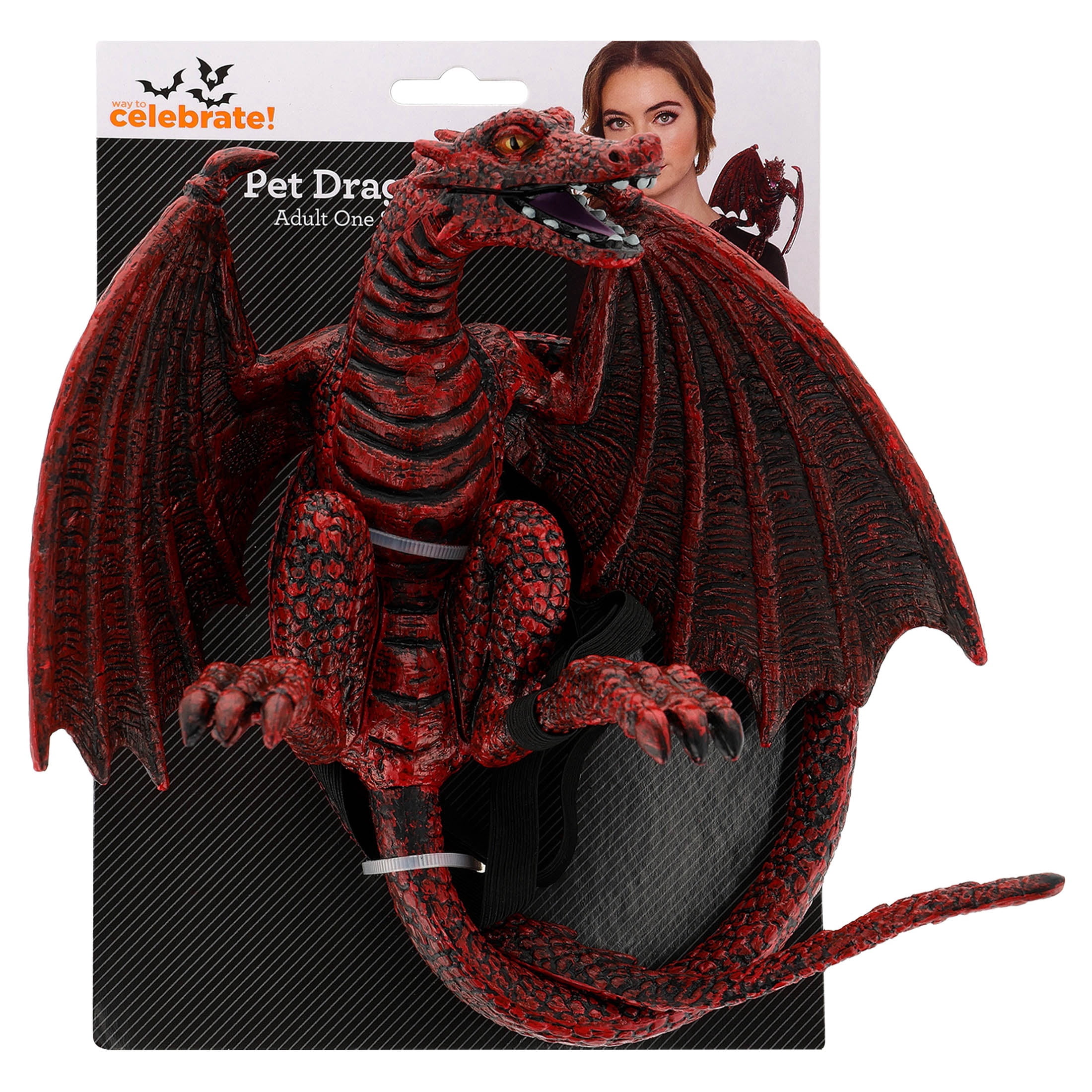 Pet Dragon Costume Accessory for Adults, Red, Halloween by Way To Celebrate