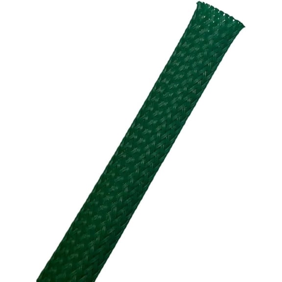 PET Expandable Braided Cable Sleeving - 1" ID - 100' Length - Green
