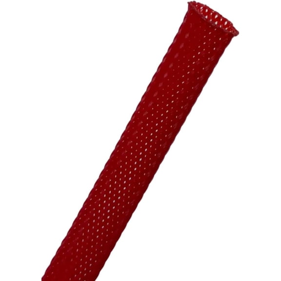 PET Expandable Braided Cable Sleeving - 1" ID - 100' Length - Red