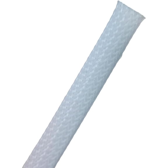 PET Expandable Braided Cable Sleeving - 1" ID - 100' Length - White