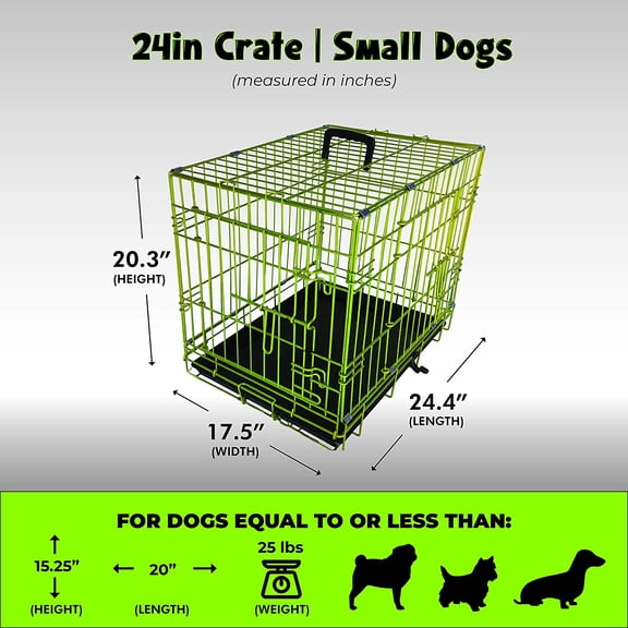 PET Expressions Luxury Colorful 24 Inch Foldable Dog Crate with 2 Doors | Free Training Ebook and Pet Calming Music | 3 Colors & 3