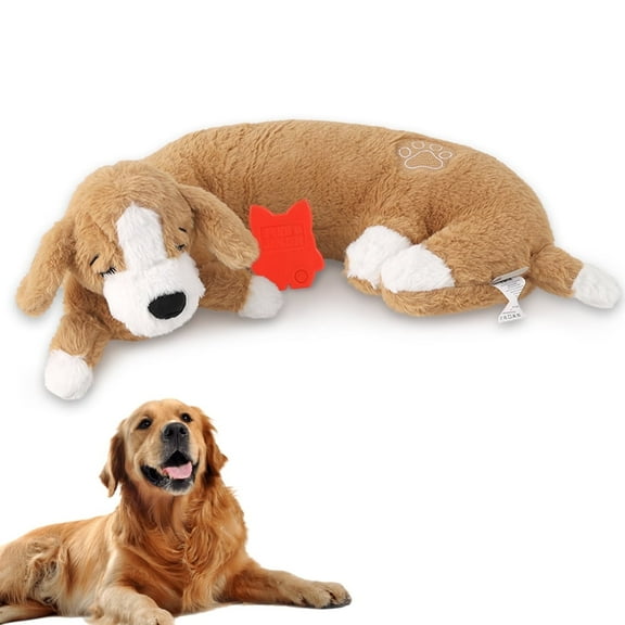 PET FULED Heartbeat Plush Toy for Dogs - Soft Cuddle Companion with Soothing Heartbeat, Washable - Comfort for Puppies & Adult Pets (Big Bent Dog Design)