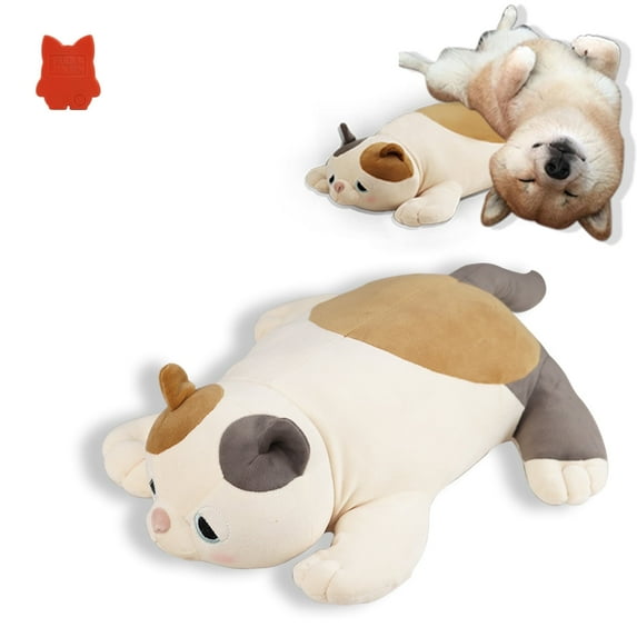 PET FULED Heartbeat Plush Toy for Dogs - Soft Cuddle Companion with Soothing Heartbeat, Washable - Comfort for Puppies & Adult Pets (Tabby Cat Design)