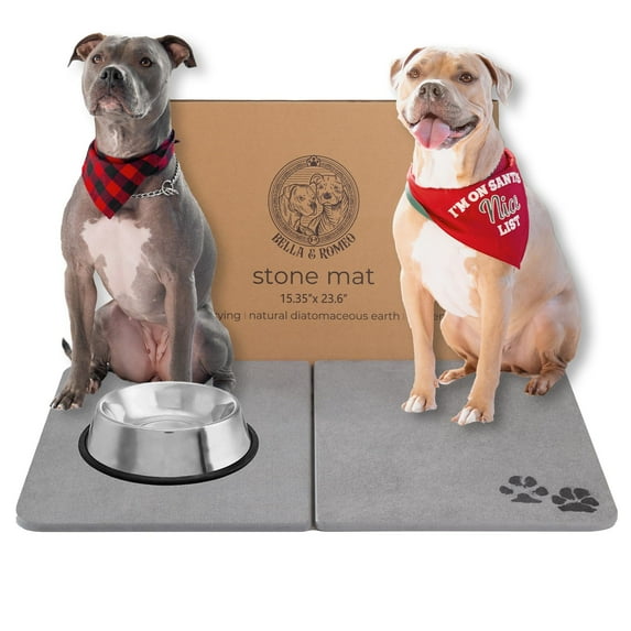 PET Feeding Stone Mat, Natural Diatomaceous Earth, Non-Slip Super Absorbent Quick Drying Floor Mat, Natural, Easy to Clean, Pet-Friendly, Eco-Friendly, Hygienic, Light Weight (Dark Gray) C97