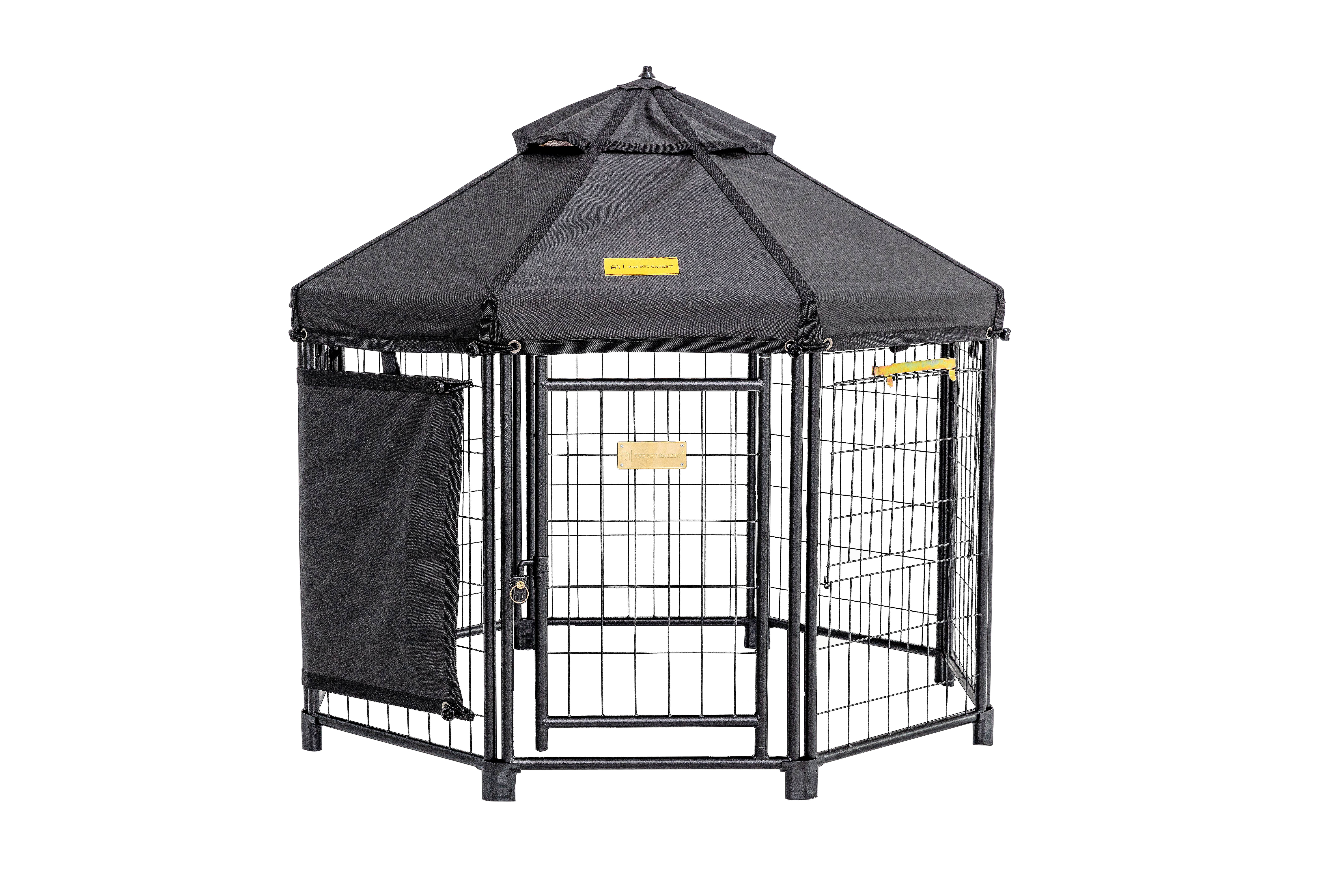 PET GAZEBO INDOOR AND OUTDOOR OCTAGONAL DOG KENNEL WITH POLYESTER COVER AND SIDE SUNSHADE, 4FT