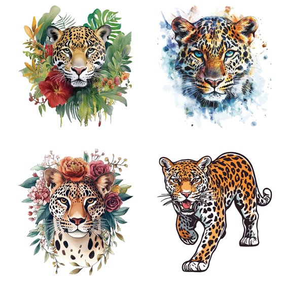 PET Heat Transfer Film Logo Stickers Set for DIY T-Shirt Bags Hats Jackets Leopard 220x231~245mm 4pcs/set