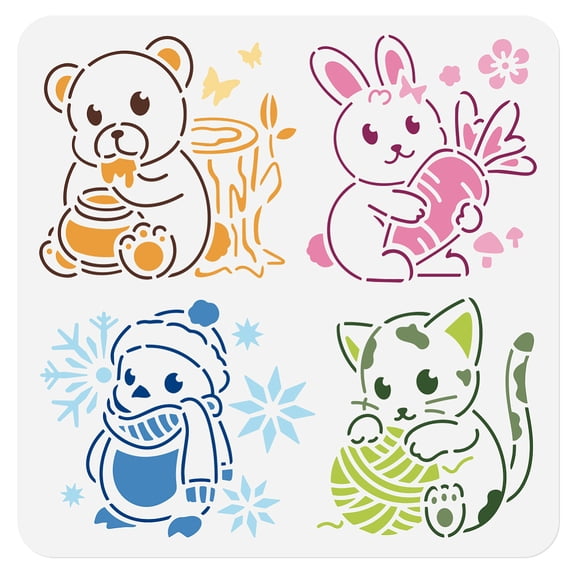 PET Hollow Out Drawing Painting Stencils for DIY Scrapbook Photo Album Cartoon 300x300mm