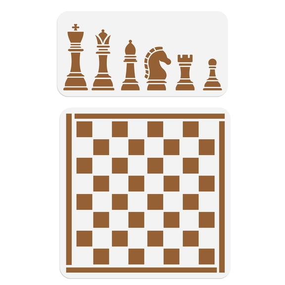 PET Hollow Out Drawing Painting Stencils for DIY Scrapbook Photo Album Chess 300x150~300mm 2pcs/set