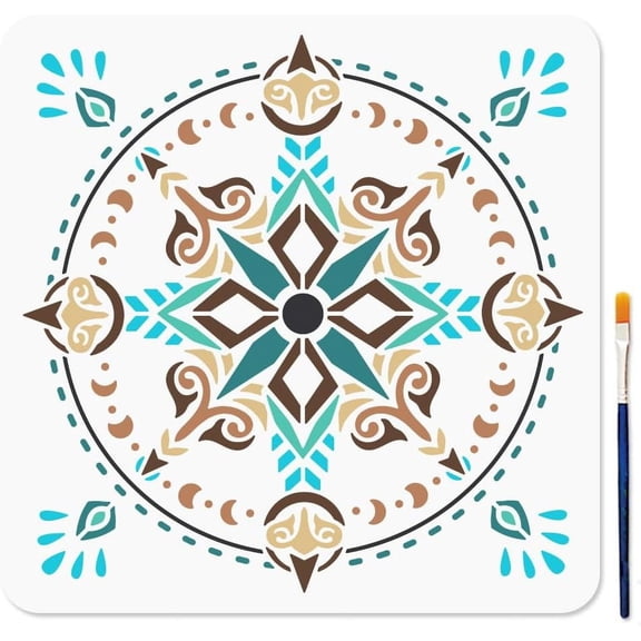 PET Hollow Out Drawing Painting Stencils for DIY Scrapbook Photo Album Compass 300x300mm Silver
