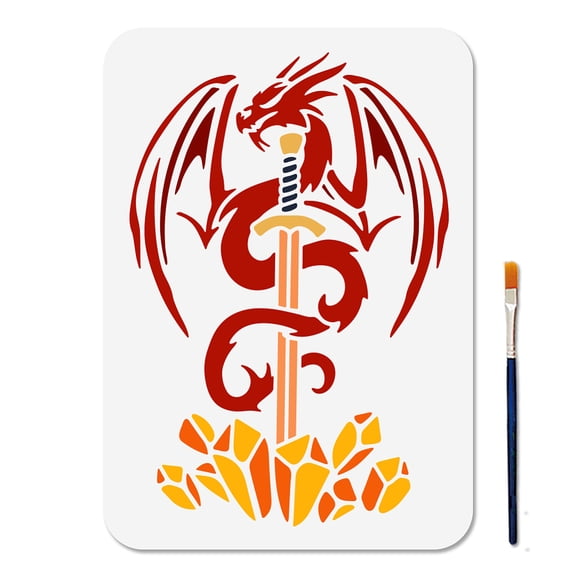 PET Hollow Out Drawing Painting Stencils for DIY Scrapbook Photo Album Dragon 210x297mm for DIY