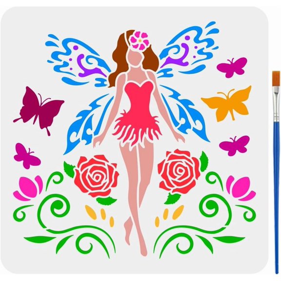 PET Hollow Out Drawing Painting Stencils for DIY Scrapbook Photo Album Fairy 30x30cm