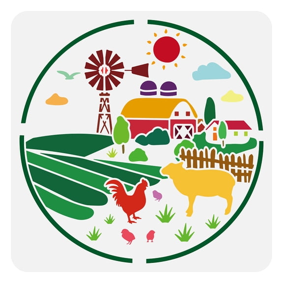 PET Hollow Out Drawing Painting Stencils for DIY Scrapbook Photo Album Farm 30x30cm DIY