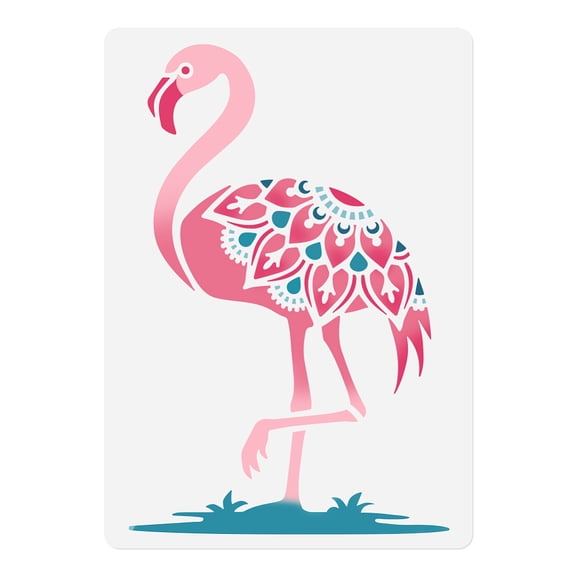 PET Hollow Out Drawing Painting Stencils for DIY Scrapbook Photo Album Flamingo Shape 297x210mm