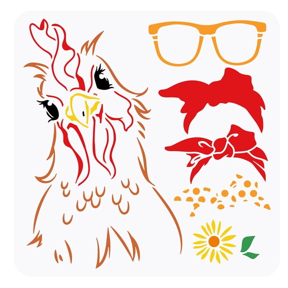 PET Hollow Out Drawing Painting Stencils for DIY Scrapbook Photo Album Rooster Pattern 30x30cm DIY