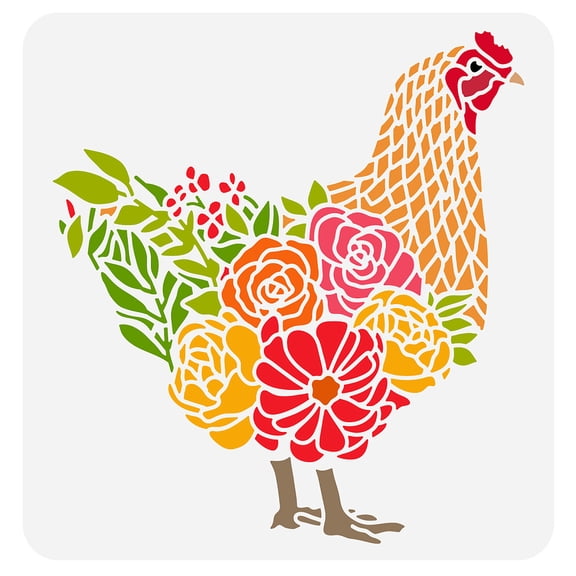 PET Hollow Out Drawing Painting Stencils for DIY Scrapbook Photo Album Rooster Pattern 30x30cm