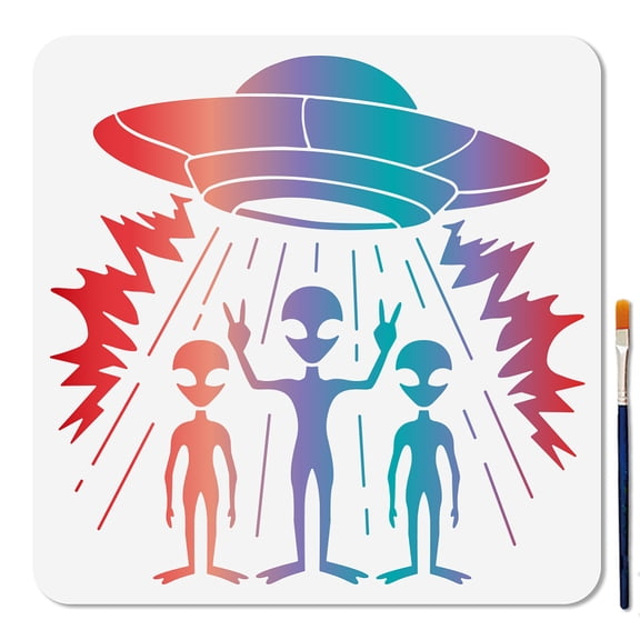 PET Hollow Out Drawing Painting Stencils for DIY Scrapbook Photo Album Spaceship 300x300mm