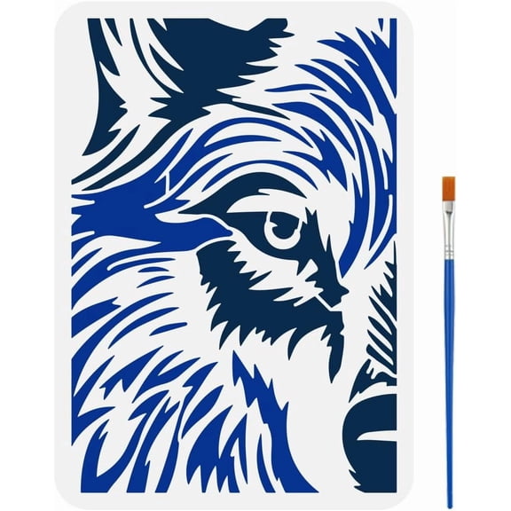 PET Hollow Out Drawing Painting Stencils for DIY Scrapbook Photo Album Wolf 297x210mm White