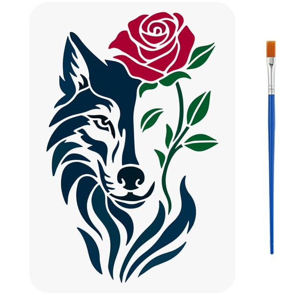 PET Hollow Out Drawing Painting Stencils for DIY Scrapbook Photo Album Wolf 297x210mm Wolf for DIY