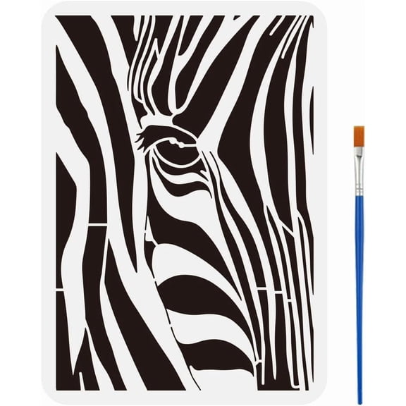 PET Hollow Out Drawing Painting Stencils for DIY Scrapbook Photo Album Zebra 297x210mm White