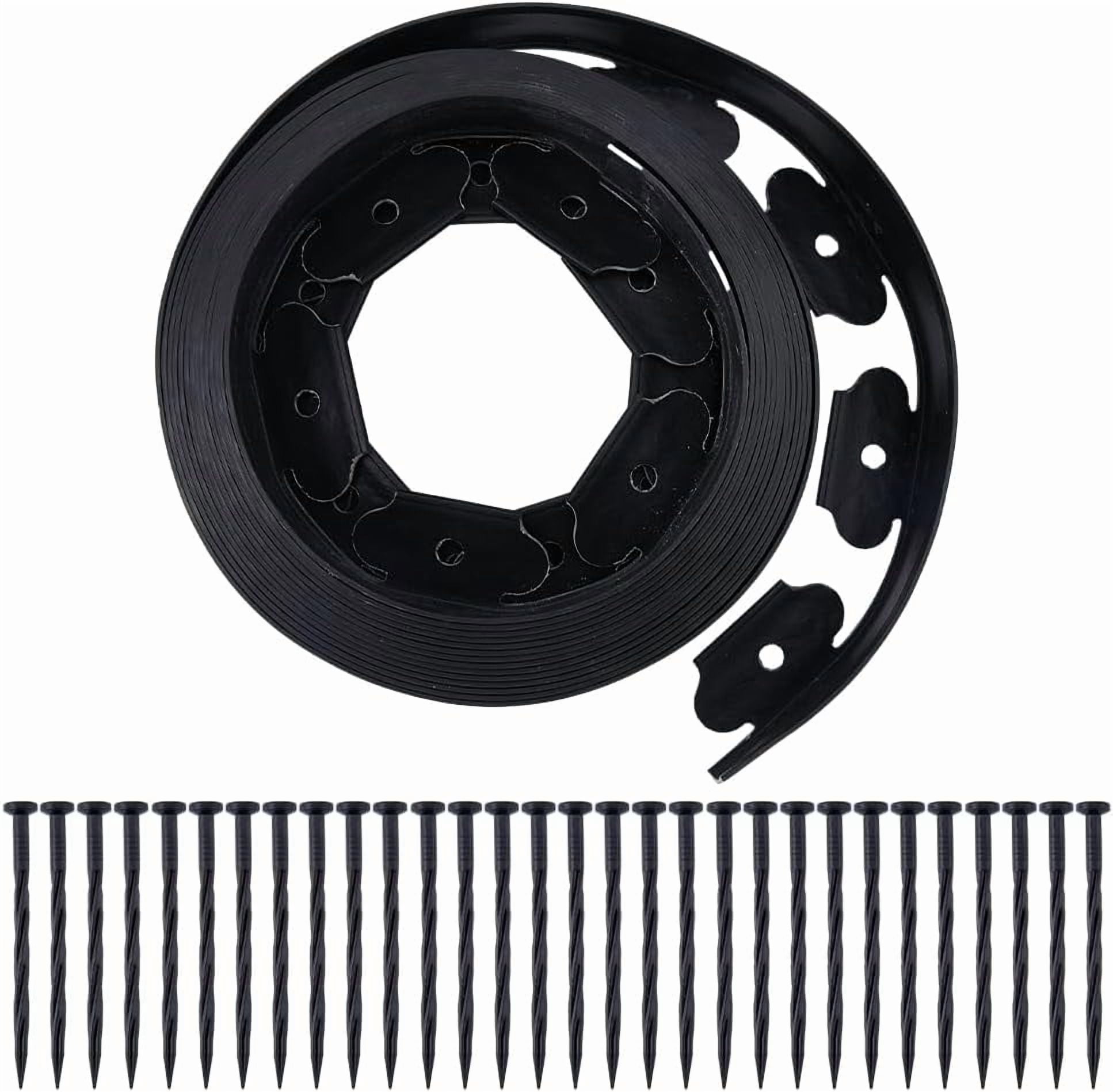 PET Landscape Edging Garden Border with Anchoring Spike Nails Black 43.5x45.5mm Hole: 10mm