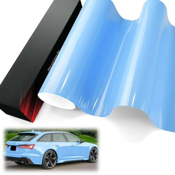 PET Liner Vinyl Super Gloss Baby Blue Automotive Wrap Car Vehicle Bubble Free Air Release