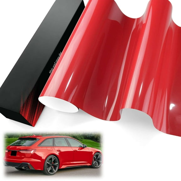PET Liner Vinyl Super Gloss Cherry Red Automotive Wrap Car Vehicle Bubble Free Air Release