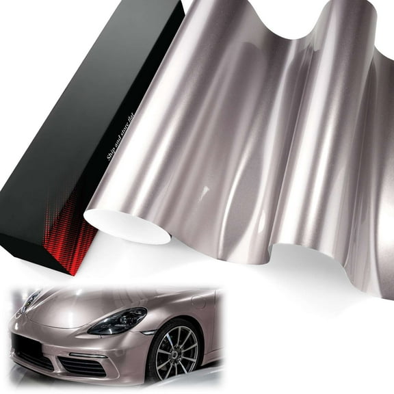 PET Liner Vinyl Super Gloss Metallic Battle Gray Automotive Wrap Car Vehicle Bubble Free Air Release