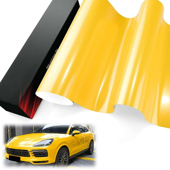 PET Liner Vinyl Super Gloss Metallic Cyber Yellow Automotive Wrap Car Vehicle Bubble Free Air Release