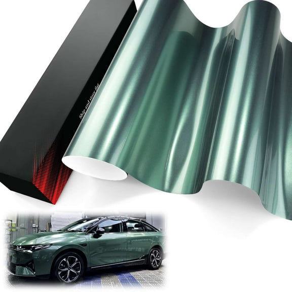 PET Liner Vinyl Super Gloss Metallic Fir Green Automotive Wrap Car Vehicle Bubble Free Air Release