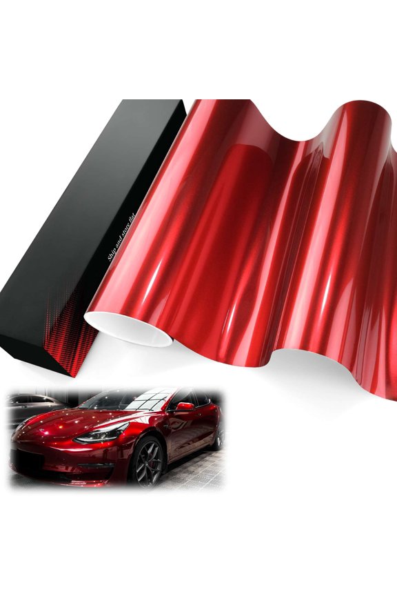 PET Liner Vinyl Super Gloss Metallic Gem Red Automotive Wrap Car Vehicle Bubble Free Air Release