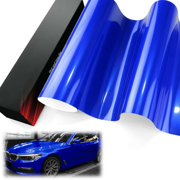 PET Liner Vinyl Super Gloss Metallic Intense Blue Automotive Wrap Car Vehicle Bubble Free Air Release