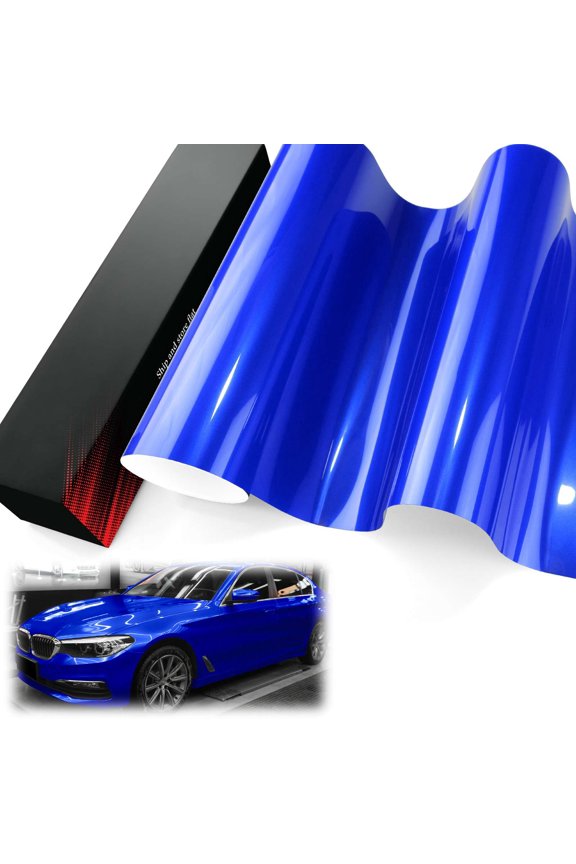 PET Liner Vinyl Super Gloss Metallic Intense Blue Automotive Wrap Car Vehicle Bubble Free Air Release