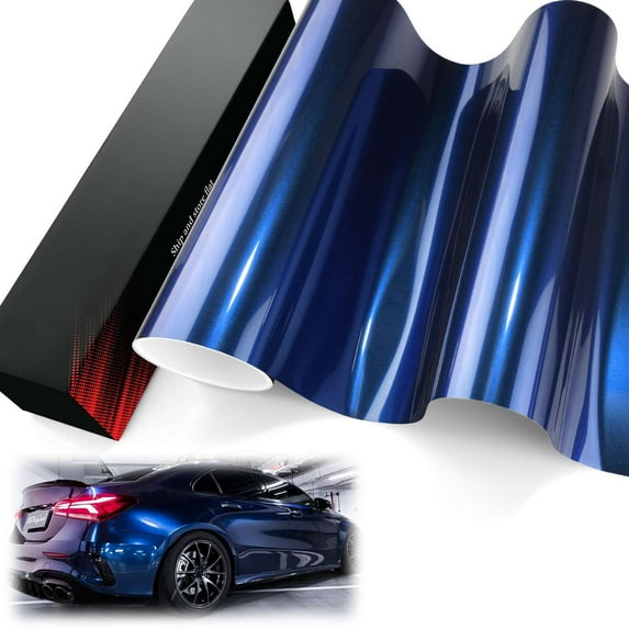 PET Liner Vinyl Super Gloss Metallic Shadow Blue Automotive Wrap Car Vehicle Bubble Free Air Release