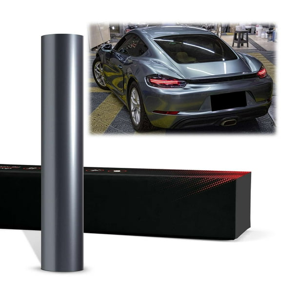 PET Liquid Metallic Gunmetal Gray Gloss Vinyl Wrap Auto Car Sticker Decal Film Sheet Bubble Free Air Release Technology