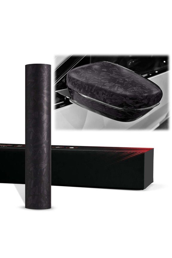 PET Marble Forged Carbon Fiber Textured Matte Black Vinyl Wrap Auto Car Sticker Decal Film Sheet Bubble Free Air Release Technology