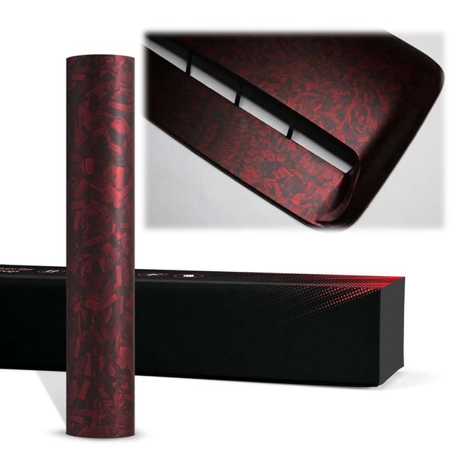 Textured Red Sticker PET Marble Forged Carbon Fiber Textured Matte Red Vinyl Wrap Auto Car ...