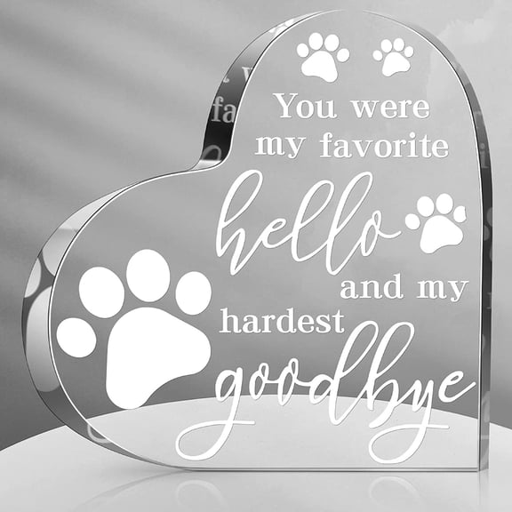 PET Memorial Gift Dog Sympathy Gift for Loss Bereavement Crystal Acrylic Heart Decor Remembrance Gifts Cat Memorial Gifts Crystal Acrylic Heart Condolence Gifts for Loss of Loved One