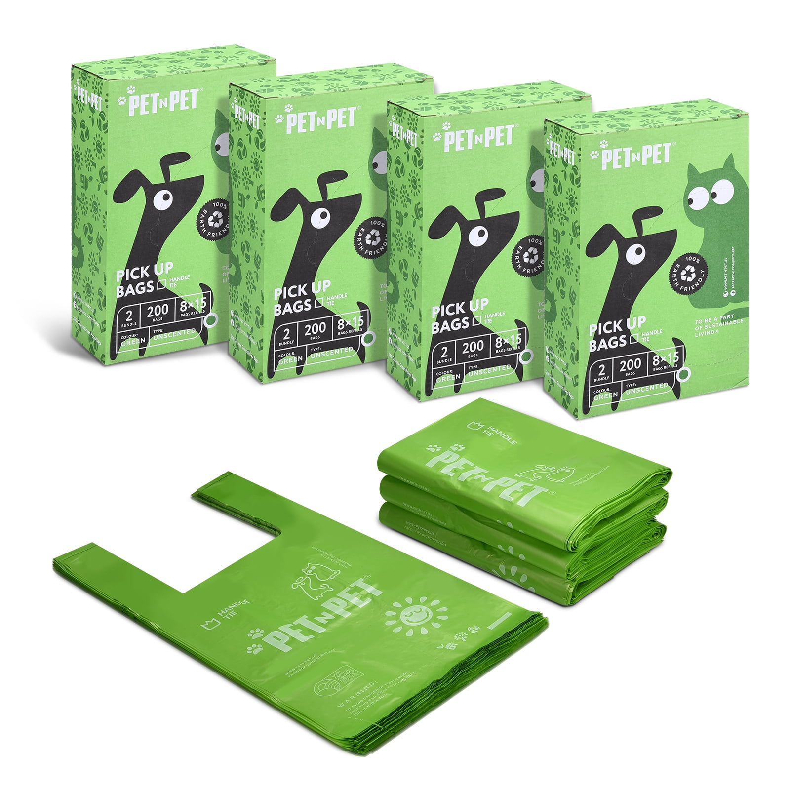 PET N PET Dog Poop Bags Poop Bags with Easy tie Handles 4 Value Packs Unscented Leak Proof Dog Bags for Poop USDA Certified 38 Biobased Dog Waste Bag Measures 8 x 15