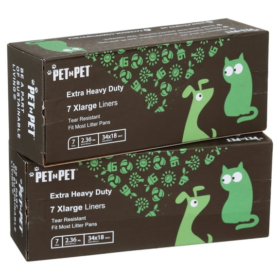 PET N PET Cat Litter Box Liners, Drawstring Litter Liner Bag, Extra Large, 2 Pack