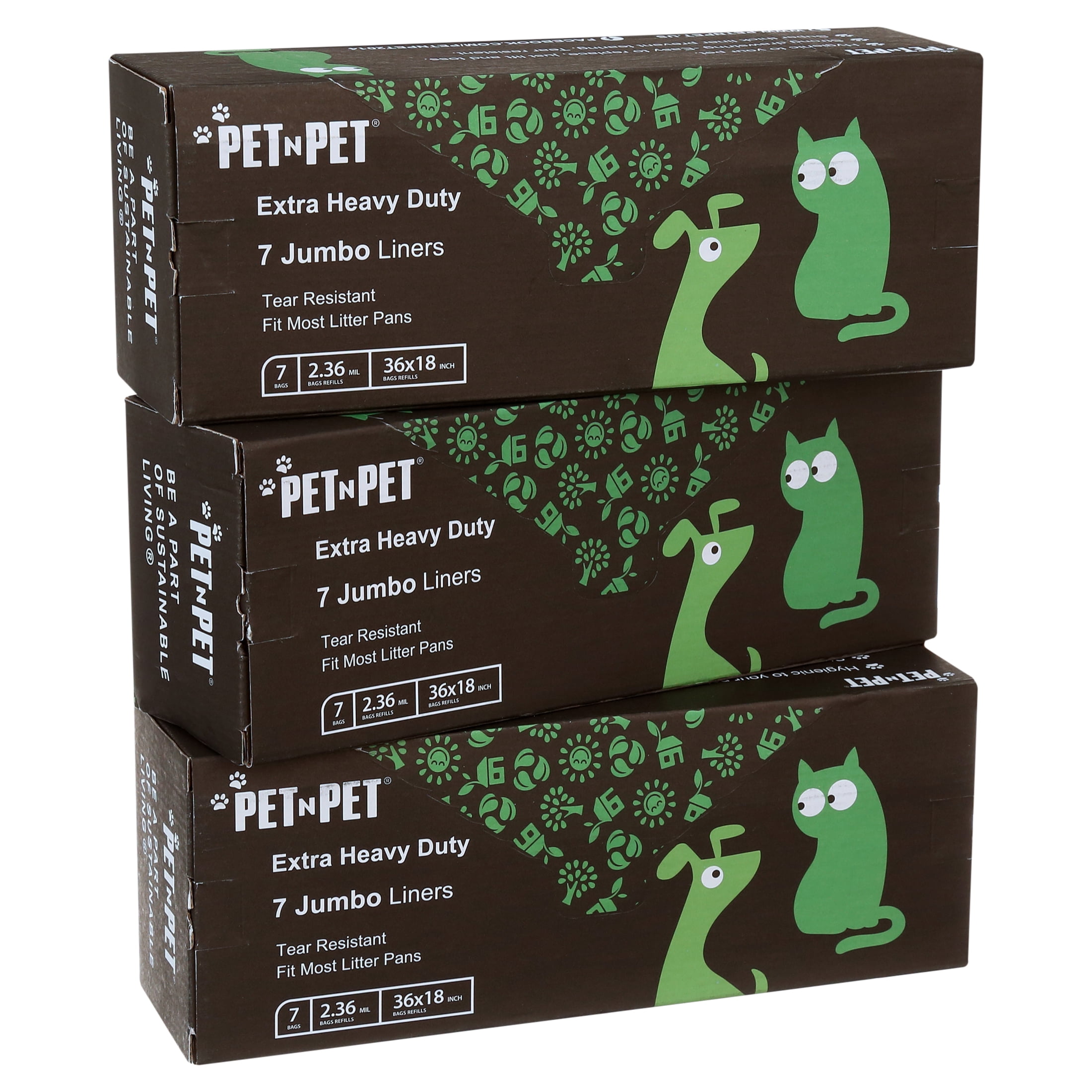 "PET N PET Cat Litter Box Liners,Drawstring Litter Liner Bags,Jumbo Size,Pan Liners 21 Counts"