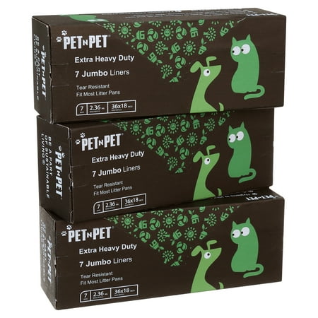 "PET N PET Cat Litter Box Liners,Drawstring Litter Liner Bags,Jumbo Size,Pan Liners 21 Counts"