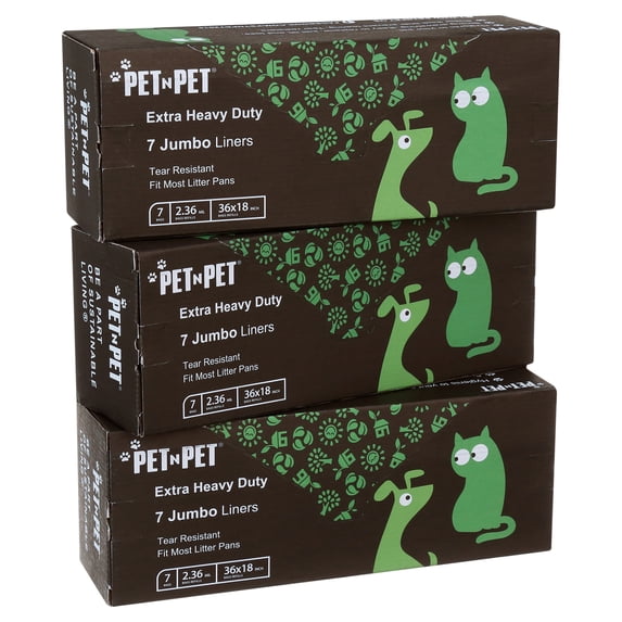 "PET N PET Cat Litter Box Liners,Drawstring Litter Liner Bags,Jumbo Size,Pan Liners 21 Counts"