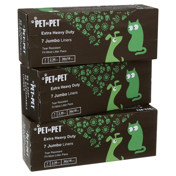 "PET N PET Cat Litter Box Liners,Drawstring Litter Liner Bags,Jumbo Size,Pan Liners 21 Counts"