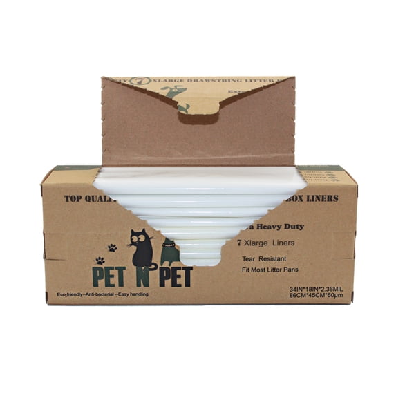 "PET N PET Cat Litter Box Liners,Drawstring Litter Liner Bags,Jumbo Size,Pan Liners 7 Counts"